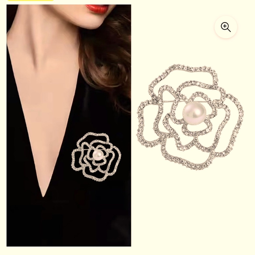 🌺🌸🌼silver tone brooch pin statement